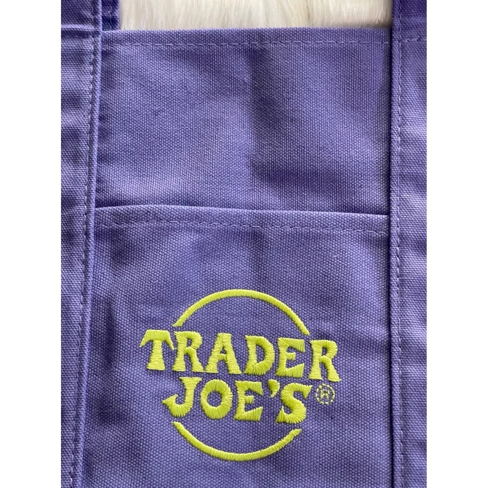 Trader Joe's Mini Halloween Purple Canvas Tote Bag New - Picture 2 of 6